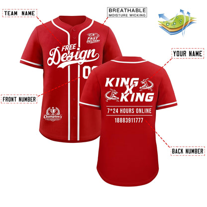 Custom Red White Classic Style Baseball Jersey Stitched Sports Uniform Personalized For Teams