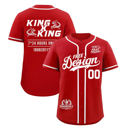 Custom Red White Classic Style Baseball Jersey Stitched Sports Uniform Personalized For Teams