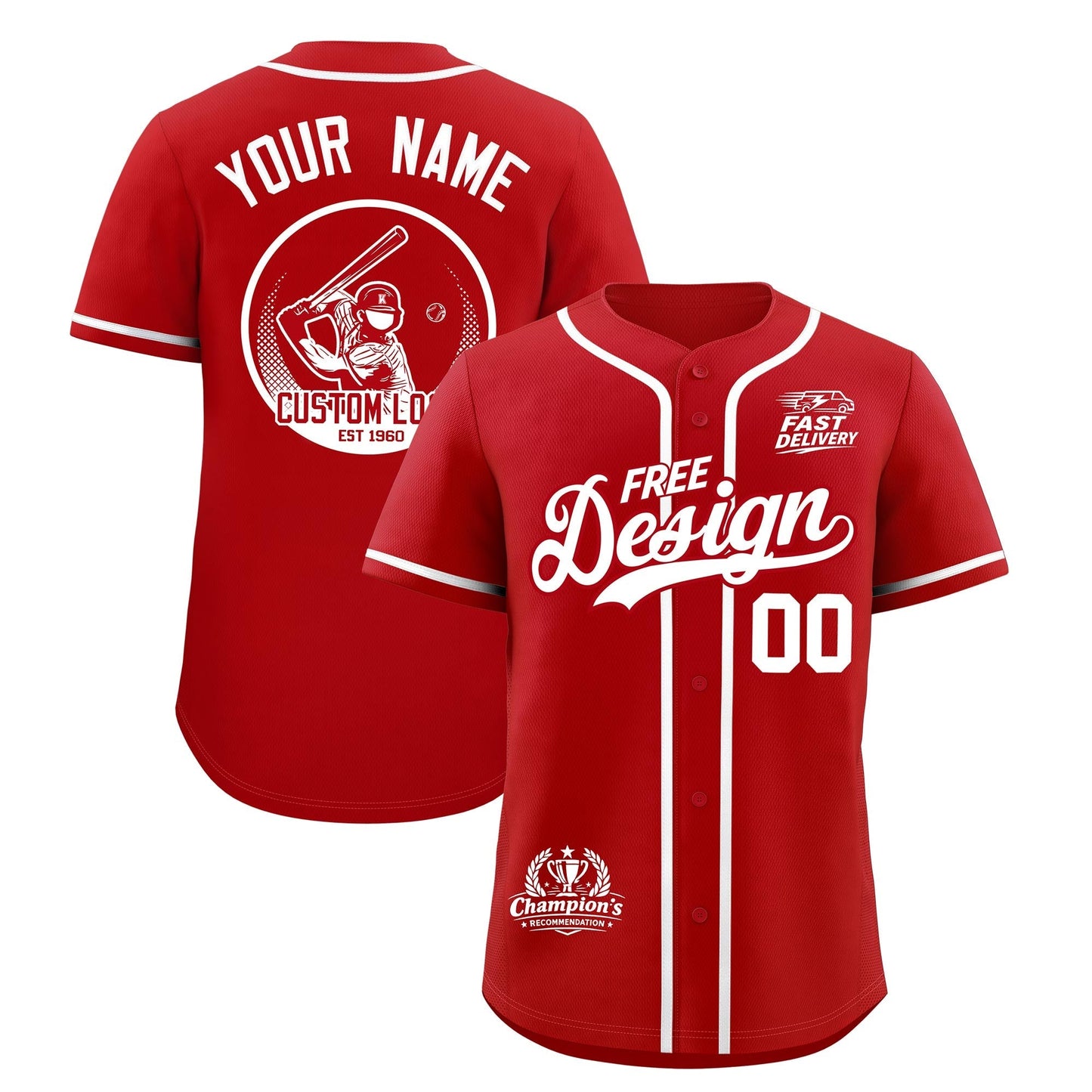 Custom Red White Classic Style Baseball Jersey Stitched Sports Uniform Personalized For Teams