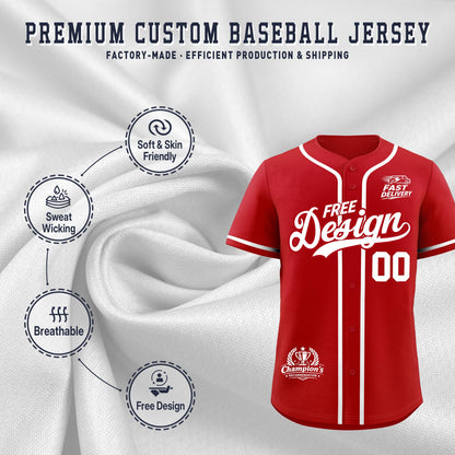 Custom Red White Classic Style Baseball Jersey Stitched Sports Uniform Personalized For Teams