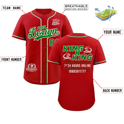 Custom Red Kelly Green Classic Style Baseball Jersey Stitched Sports Uniform Personalized For Teams