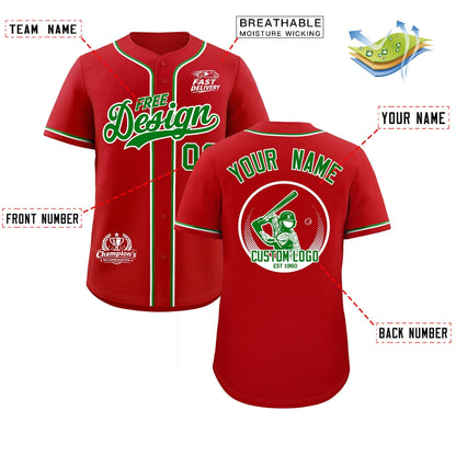 Custom Red Kelly Green Classic Style Baseball Jersey Stitched Sports Uniform Personalized For Teams