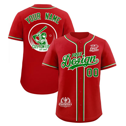 Custom Red Kelly Green Classic Style Baseball Jersey Stitched Sports Uniform Personalized For Teams