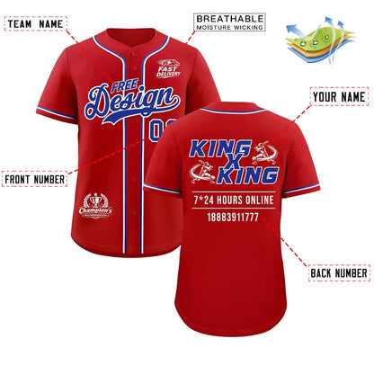 Custom Red Royal Classic Style Baseball Jersey Stitched Sports Uniform Personalized For Teams