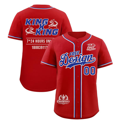 Custom Red Royal Classic Style Baseball Jersey Stitched Sports Uniform Personalized For Teams