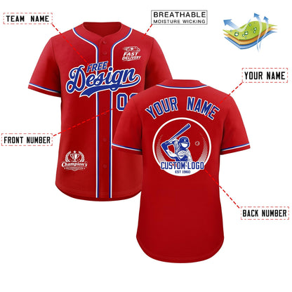 Custom Red Royal Classic Style Baseball Jersey Stitched Sports Uniform Personalized For Teams