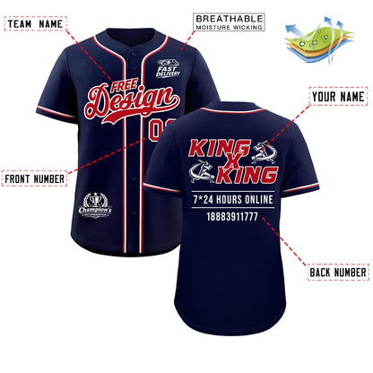 Custom Navy Red Classic Style Baseball Jersey Stitched Sports Uniform Personalized For Teams