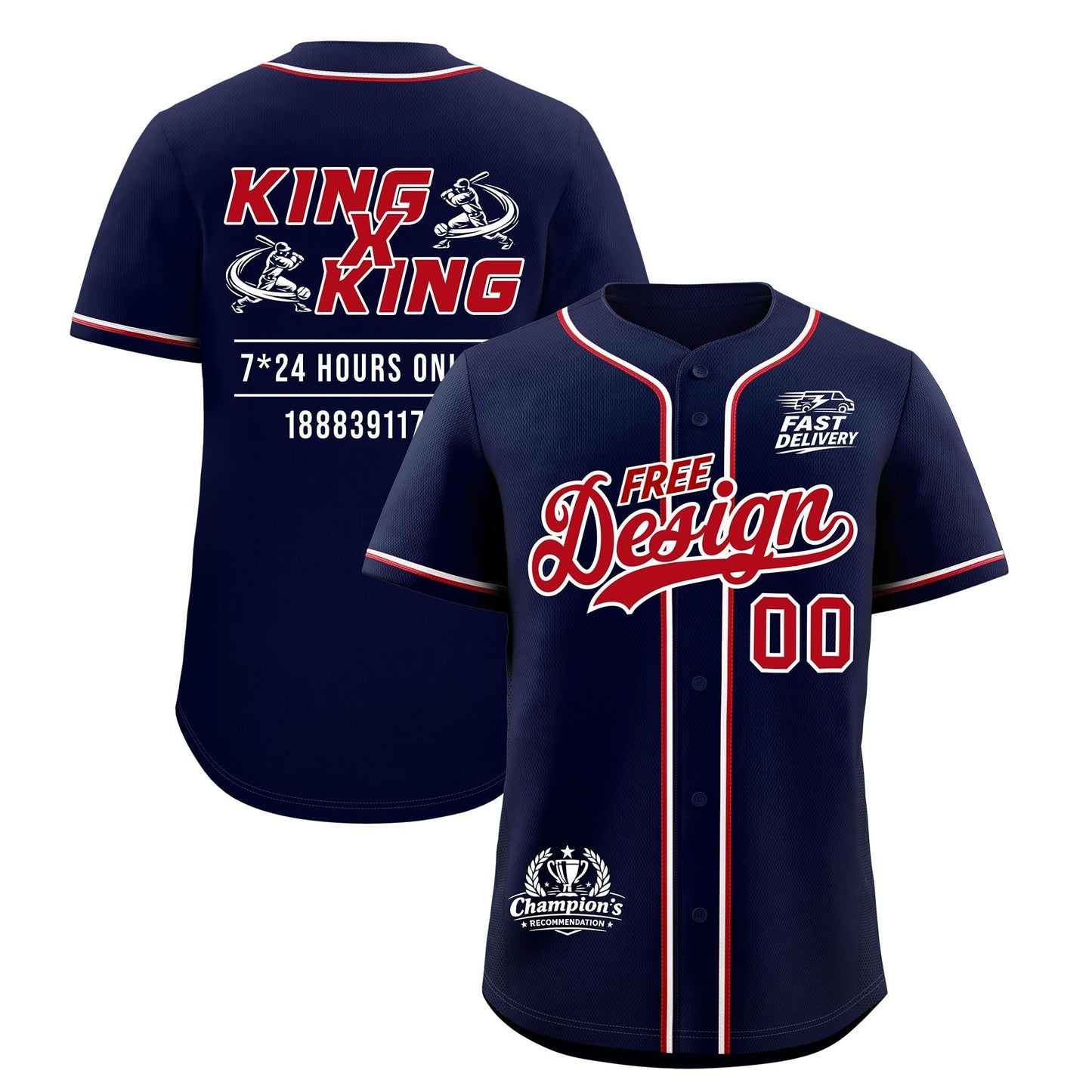 Custom Navy Red Classic Style Baseball Jersey Stitched Sports Uniform Personalized For Teams