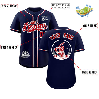 Custom Navy Red Classic Style Baseball Jersey Stitched Sports Uniform Personalized For Teams