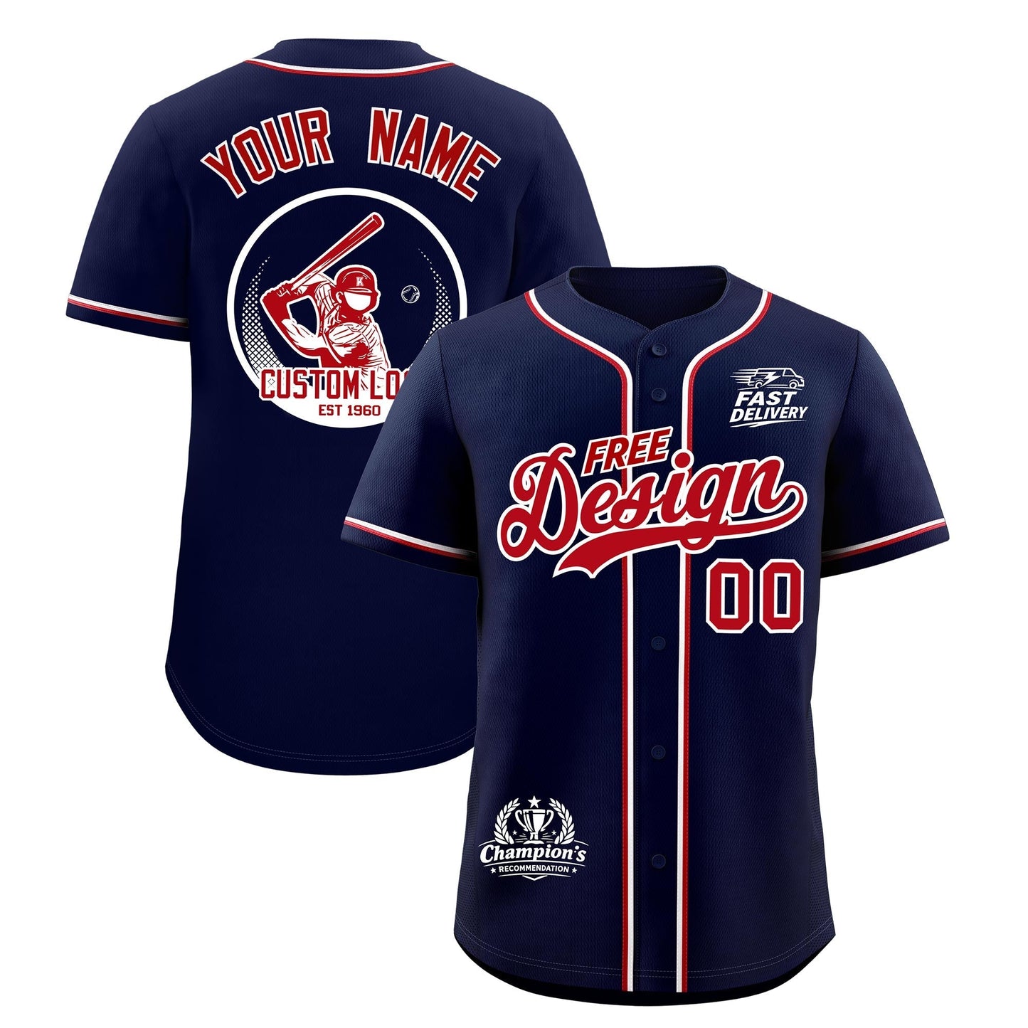Custom Navy Red Classic Style Baseball Jersey Stitched Sports Uniform Personalized For Teams