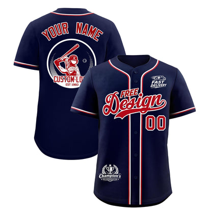 Custom Navy Red Classic Style Baseball Jersey Stitched Sports Uniform Personalized For Teams