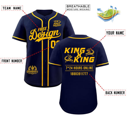 Custom Navy Yellow Classic Style Baseball Jersey Stitched Sports Uniform Personalized For Teams