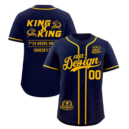 Custom Navy Yellow Classic Style Baseball Jersey Stitched Sports Uniform Personalized For Teams