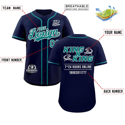 Custom Navy Teal Classic Style Baseball Jersey Stitched Sports Uniform Personalized For Teams