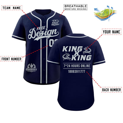 Custom Navy Gray Classic Style Baseball Jersey Stitched Sports Uniform Personalized For Teams