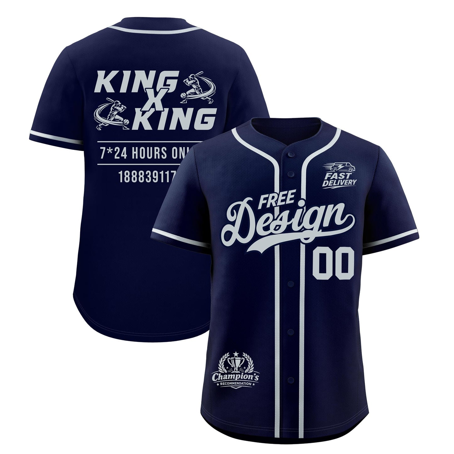 Custom Navy Gray Classic Style Baseball Jersey Stitched Sports Uniform Personalized For Teams