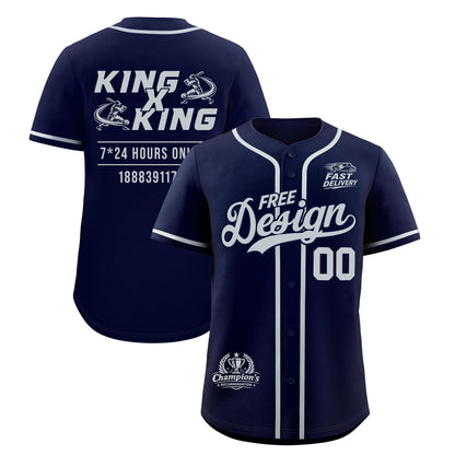 Custom Navy Gray Classic Style Baseball Jersey Stitched Sports Uniform Personalized For Teams