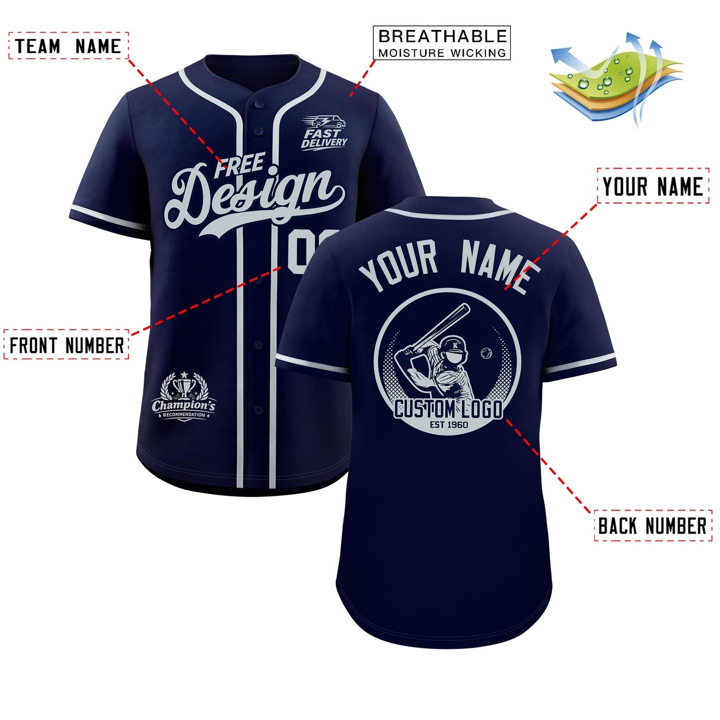Custom Navy Gray Classic Style Baseball Jersey Stitched Sports Uniform Personalized For Teams