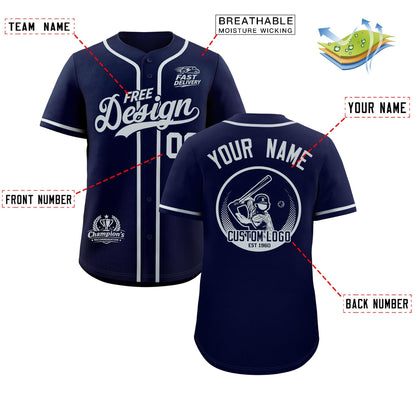 Custom Navy Gray Classic Style Baseball Jersey Stitched Sports Uniform Personalized For Teams
