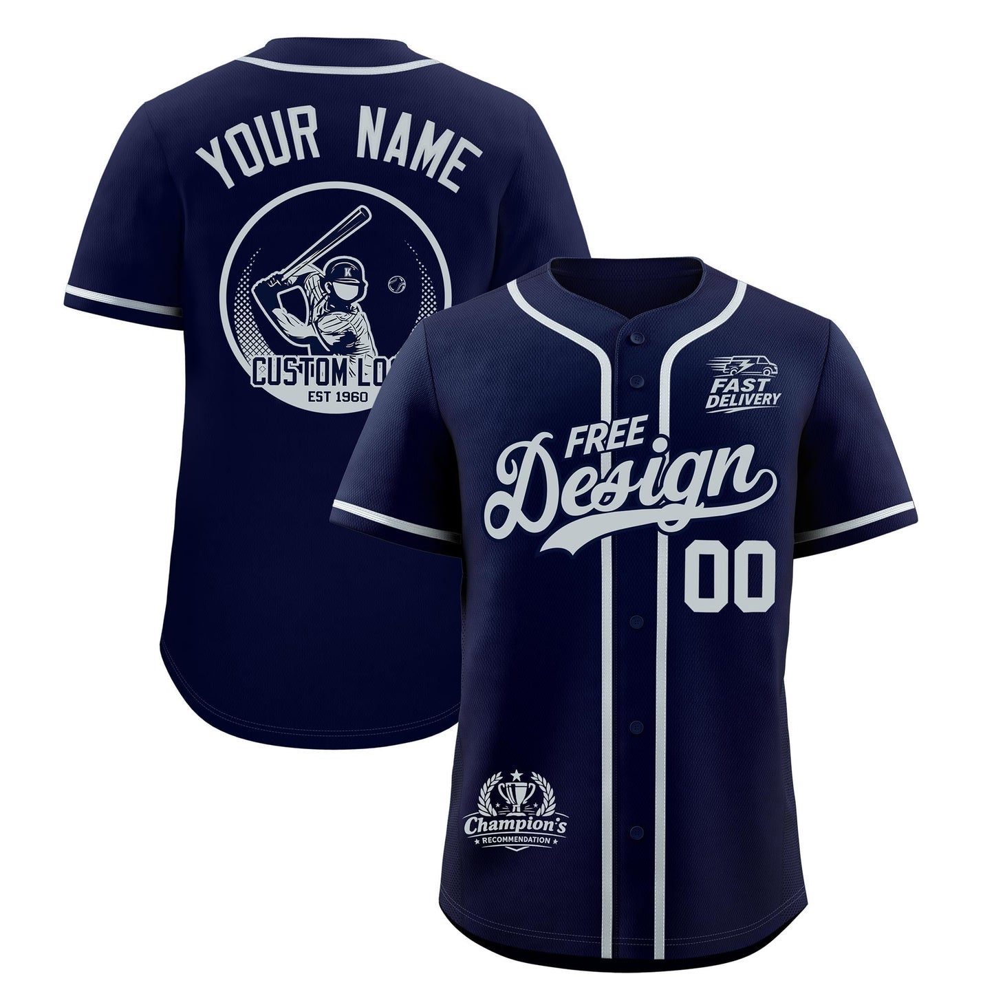Custom Navy Gray Classic Style Baseball Jersey Stitched Sports Uniform Personalized For Teams