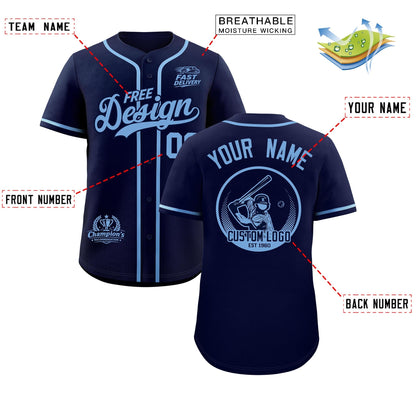 Custom Navy Powder Blue Classic Style Baseball Jersey Stitched Sports Uniform Personalized For Teams