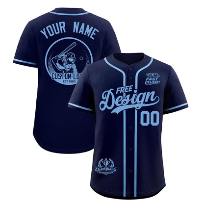 Custom Navy Powder Blue Classic Style Baseball Jersey Stitched Sports Uniform Personalized For Teams