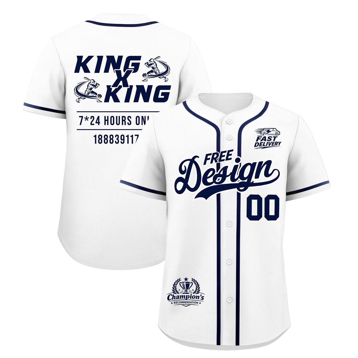 Custom White Navy Classic Style Baseball Jersey Stitched Sports Uniform Personalized For Teams