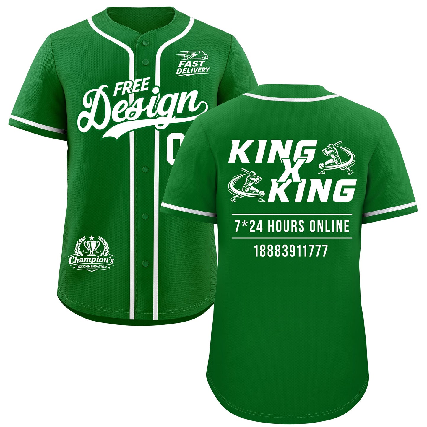 Custom Kelly Green White Classic Style Baseball Jersey Stitched Sports Uniform Personalized For Teams