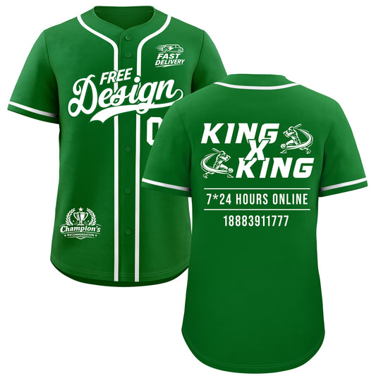 Custom Kelly Green White Classic Style Baseball Jersey Stitched Sports Uniform Personalized For Teams