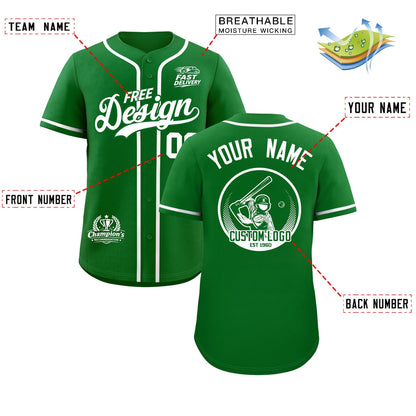 Custom Kelly Green WHIte Classic Style Baseball Jersey Stitched Sports Uniform Personalized For Teams