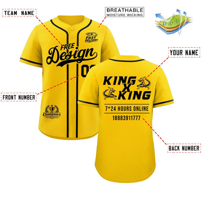 Custom Yellow Black Classic Style Baseball Jersey Stitched Sports Uniform Personalized For Teams