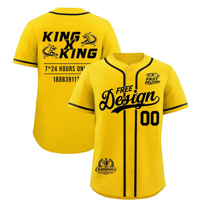 Custom Yellow Black Classic Style Baseball Jersey Stitched Sports Uniform Personalized For Teams