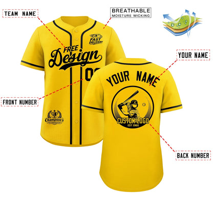 Custom Yellow Black Classic Style Baseball Jersey Stitched Sports Uniform Personalized For Teams