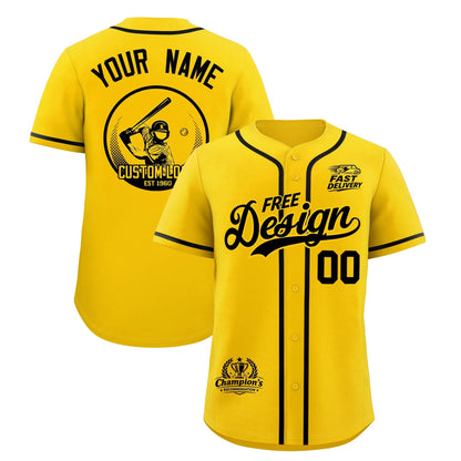 Custom Yellow Black Classic Style Baseball Jersey Stitched Sports Uniform Personalized For Teams