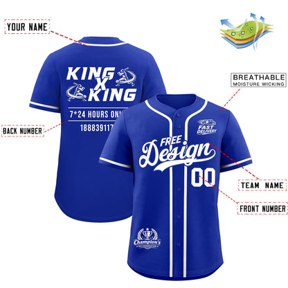 Custom Royal White Classic Style Baseball Jersey Stitched Sports Uniform Personalized For Teams