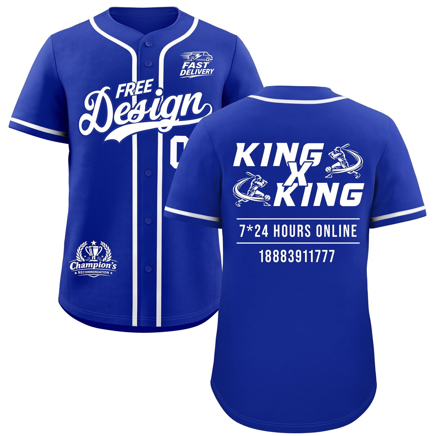 Custom Royal White Classic Style Baseball Jersey Stitched Sports Uniform Personalized For Teams