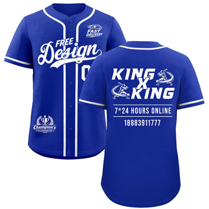 Custom Royal White Classic Style Baseball Jersey Stitched Sports Uniform Personalized For Teams