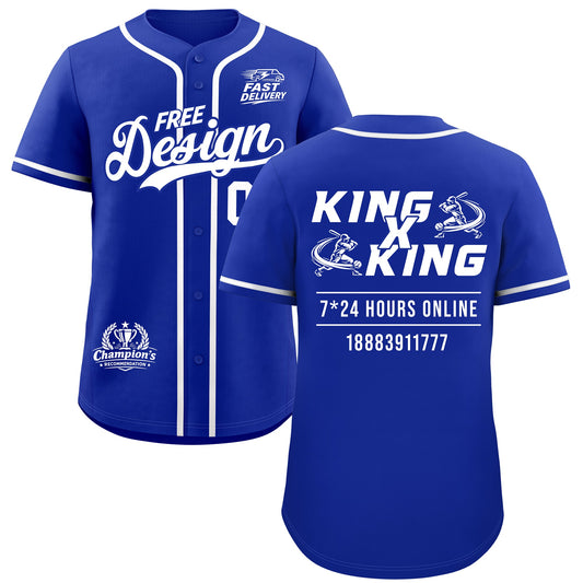 Custom Royal White Classic Style Baseball Jersey Stitched Sports Uniform Personalized For Teams