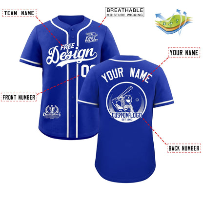 Custom Royal White Classic Style Baseball Jersey Stitched Sports Uniform Personalized For Teams