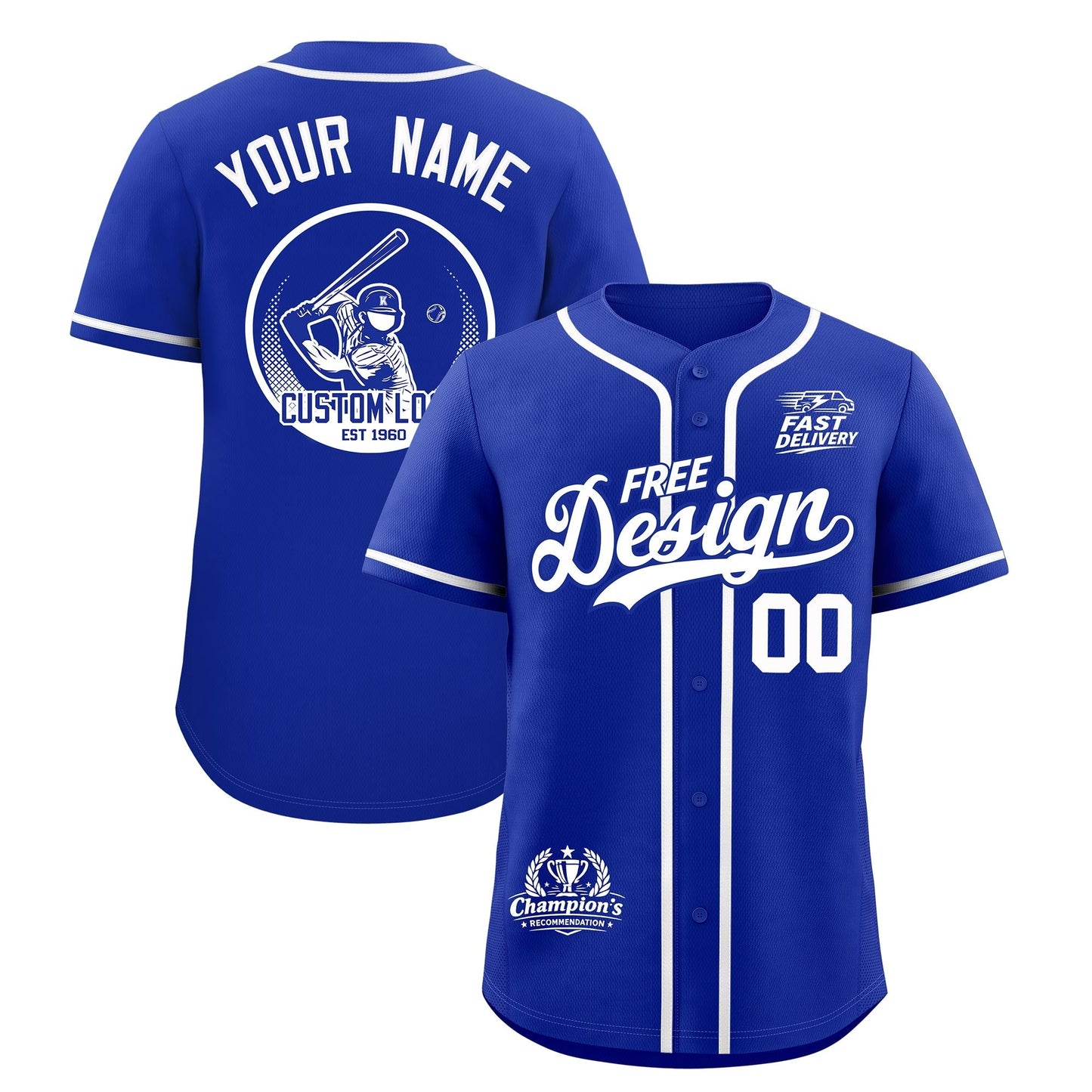 Custom Royal White Classic Style Baseball Jersey Stitched Sports Uniform Personalized For Teams