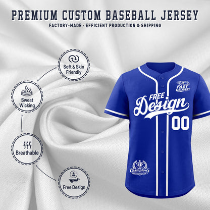 Custom Royal White Classic Style Baseball Jersey Stitched Sports Uniform Personalized For Teams