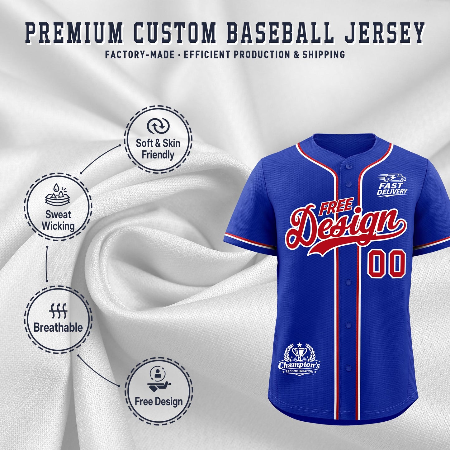 Custom Royal Red Classic Style Baseball Jersey Stitched Sports Uniform Personalized For Teams