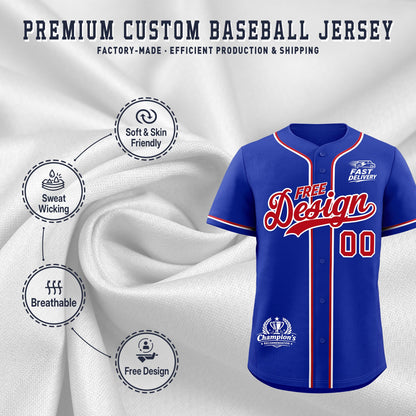 Custom Royal Red Classic Style Baseball Jersey Stitched Sports Uniform Personalized For Teams