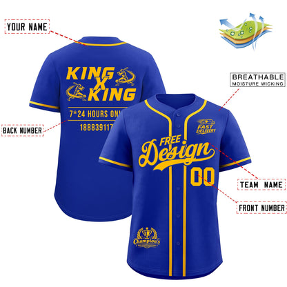 Custom Royal Yellow Classic Style Baseball Jersey Stitched Sports Uniform Personalized For Teams