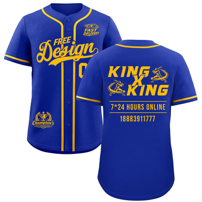Custom Royal Yellow Classic Style Baseball Jersey Stitched Sports Uniform Personalized For Teams
