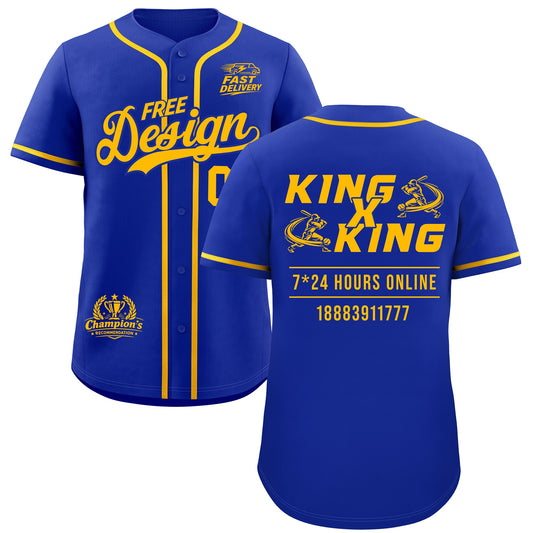 Custom Royal Yellow Classic Style Baseball Jersey Stitched Sports Uniform Personalized For Teams