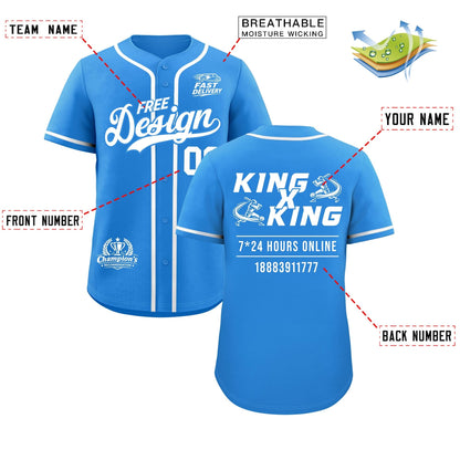 Custom Light Blue White Classic Style Baseball Jersey Stitched Sports Uniform Personalized For Teams