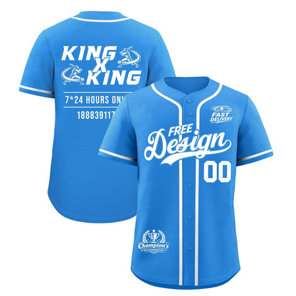 Custom Light Blue White Classic Style Baseball Jersey Stitched Sports Uniform Personalized For Teams