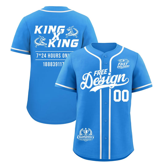 Custom Light Blue White Classic Style Baseball Jersey Stitched Sports Uniform Personalized For Teams