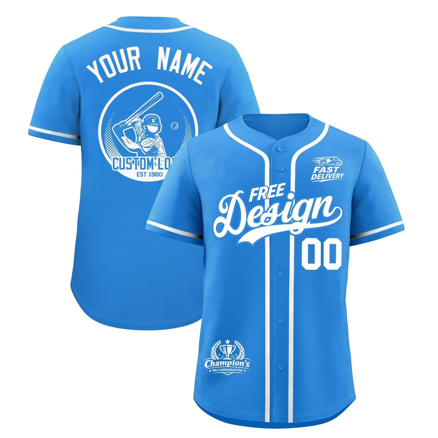 Custom Light Blue White Classic Style Baseball Jersey Stitched Sports Uniform Personalized For Teams